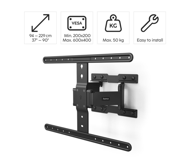 Hama Uchwyt LCD/LED VESA 600x400 fullmotion SCISSOR ARMS 90" - 1516974 - zdjęcie 2